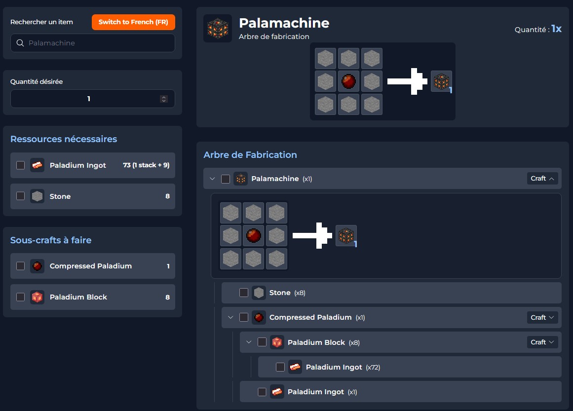 Calculateur de Craft